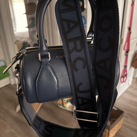 Marc Jacobs Navy Barrel Bag with Logo Strap